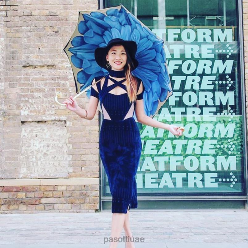 مظلة | 189 21065-13 ص 17 - مظلة داليا زرقاء فاخرة، قماش مزدوج PASOTTI Z446V337